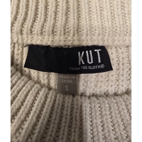 KUT From the Cloth Adire Knit Sweater Cream Lace Up Hem Women's Size Small - Picture 3 of 4